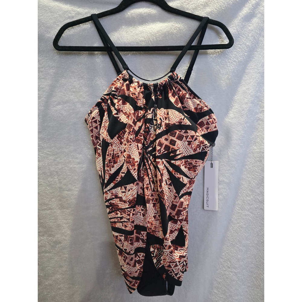 Magicsuit Women Black Tribal Geometric Palm Print Slimming One Piece Swimsuit 14 - Picture 5 of 11